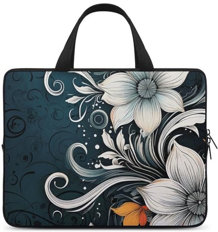 Laptop Sleeve with Handle Novelty Boho Abstract Flowers Laptop Sleeve Bag Ultra-Thin Computer Bag Cover for 12-17 Inch