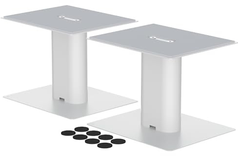 suptek Freistehender Lautsprecherständer Desktop-Set, Universal-Audio-Halterungen für Computer- und Bücherregal-Lautsprecher, 20 x 16.5 cm, 2er-Pack, Weiß, SDM003MW