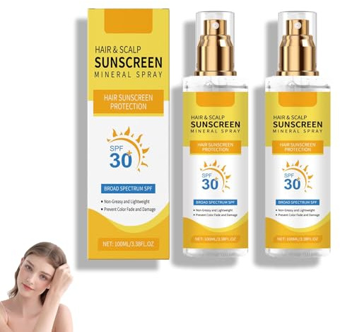 Sonnenschutz Kopfhaut, Sonnenschutz Spray Haare, Sonnencreme Kopfhaut, Kopfhautschutzspray LSF 30+, Hoher Schutz für Kopfhaut und Scheitel, Haar Kopfhaut Sonnenschutz Mineralspray (2)