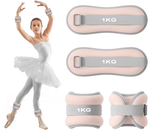 2 PCS Pesi per Caviglie, Cavigliere Pesi, Pesi per Polsi, Cavigliere Pilates, Pesi Polsi e Caviglie per Pilates, Yoga, Camminata, Jogging, Aerobica (Rosa, 1 kg)