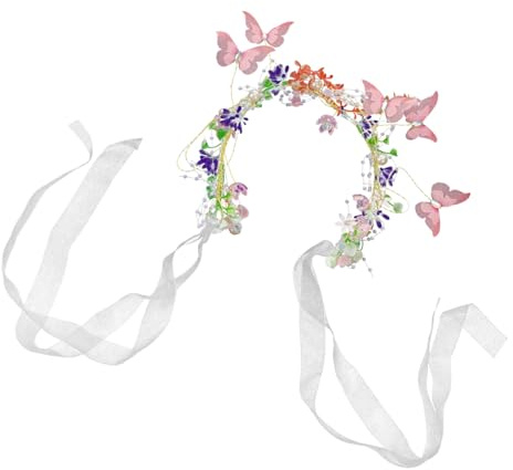 Beavorty Blumenhaarkranz Schmetterlingskopfkranz Blumenkopfschmuck Für Frauen Blumenkranz Stirnband Blumenmädchen-kopfschmuck Haar Accessoire Girlande Kopfband