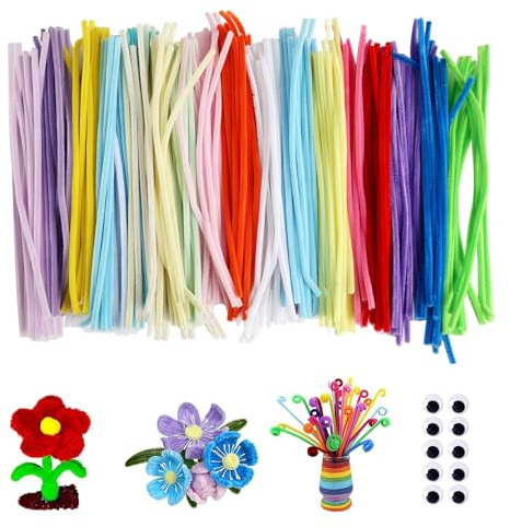 WQDD STANPET Pfeifenreiniger 200 Stück – 20 Farben Chenilledraht 30 cm, Bunte Pfeifenputzer zum Basteln für DIY Handwerk & Kinder Deko