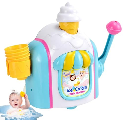 Ice Cream Bubble Maker – Bathtub Toy Machine, Kids Shower Dispenser | Foams Blower Activity Station, Toddler Bath Time Game, Colorful Soap Froth Toy, Water Fun Setup for Bathroom Use