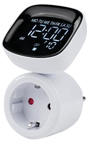 Jadeshay Temporizador Enchufe,Programador Enchufe Temporizador Digital 10 Grupos de Programas de Encendido y Apagado Modo de Cambio de 12 Horas/24 Horas con Pantalla Digital Giratoria 360°,16A 3680W