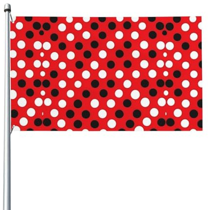 Drapeau d'extérieur rouge à pois blancs pour terrasse, pelouse, décoration de fête. Affichez fièrement votre style