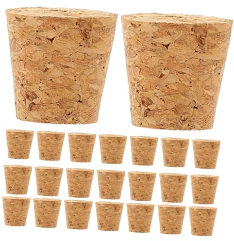 CIYODO 50 Piezas Unidades Tapones Corchos para Botellas de Vidrio Tapones Cónicos de Madera Natural para Vino Sellado Seguro para Hogar Bares y Manualidades