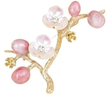 Broche avec fleurs de prunier et strass en forme de fleur pour vestes, robes, chapeaux, décoration, bijoux chinois, en alliage, cadeau, taille unique, Comme décrit