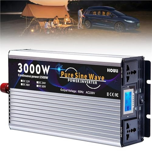 Inverter a onda sinusoidale pura, convertitore da 3000 W, 4000 W, 5000 W, 6000 W, 7000 W, picco 12 V/24 V/48 V/60 V/72 V CC a 110 V 230 V CA per casa/camper/camion/emergenza/barca (3000 W, 24 V a 22