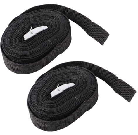 LOLIPPYY 2pcs Cargo Fixing Kit Polyester Straps with Zinc Alloy Fastening Buckle Tow Rope for Motorcycle Car Trunks Bike Racks Camping Sports Black