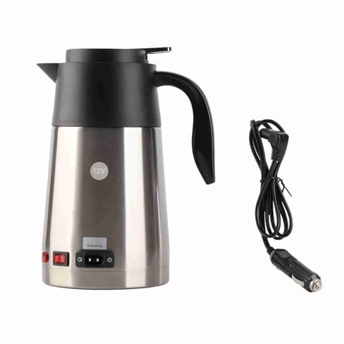 Respicefinem 12V 1300ml Edelstahl-Auto-Wasserkocher für Reise-LKWs zum Kochen von Wasser und zum Brühen von Kaffee mit Vakuumisolierung und Sicherheitssicherungsdesign (12V-Auto)