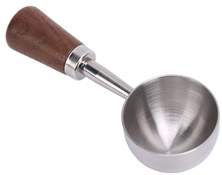 Eujgoov Vintage Kaffemätsked 304 Rostfritt Stål med Trähandtag Multifunktionell Skopa för Kaffe Te Mjölkpulver Smaksättning Bakning Köksredskap (S 15ML Silver)