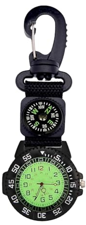 Uhr mit Kompass – Karabiner-Kompass-Uhr, tragbare wasserdichte Navigations-Armbanduhr, leuchtet im Dunkeln, Sportuhren, Outdoor-Survival-Uhr, multifunktionale Uhren für Männer und Frauen, Outdoor Cl