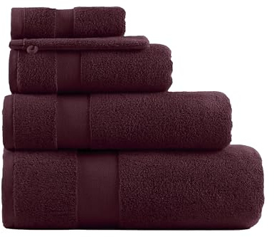 Cosy & Trendy Set di 4 guanti da bagno in cotone, 650 g, colore: Bordeaux, 16 x 21 cm