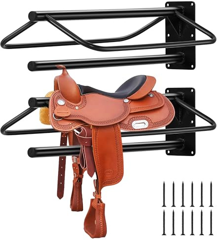 Sattelhalter, 4er-Set Wandhalterung Sattelhalter aus Stahl für Englischsättel, Şattelhalter Und Trensenhalter Sehr mit Pad Bar Für Garage, Stall & Sattelraum