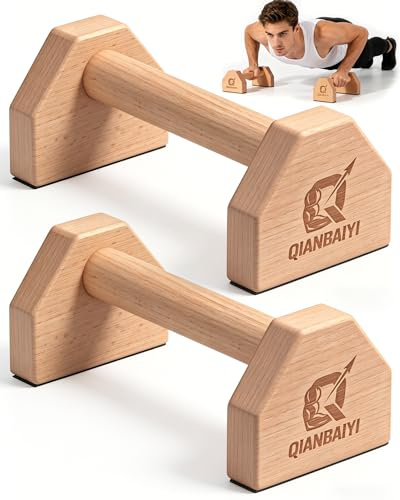 Liegestützgriffe aus Holz, 2er Set Parallettes Calisthenics Griffe, rutschfest, gelenkschonend, stabil, Push Up Bars rutschfest & kompak für Calisthenics, Handstand, Gymnastik, Fitness & Training