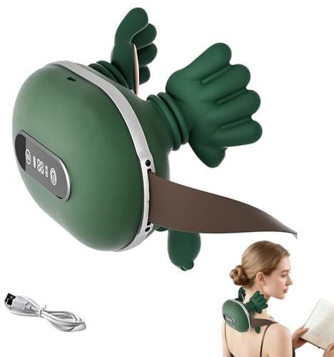 Masajeador Cervical y Espalda 4D,Masajeador Cuello con Pantalla táctil, 3 Niveles de Intensidad, 2 Niveles de Calor, Recargable, Alivia Dolores y Relaja el Cuerpo Regalo día de la madre