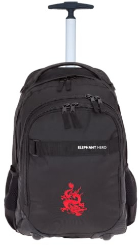 Elephant Trolley Hero Signature Trolleyrucksack Rucksack Schultrolley Motiv 12646 (Dragon Schwarz)