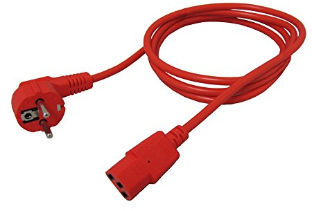 CAVO ALIMENTAZIONE MT. 1.80 SPINA TEDESCA 90 GRADI 250 V PRESA IEC VDE ROSSO