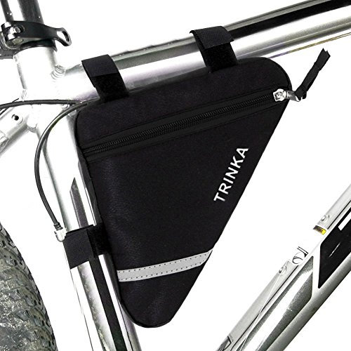 Wommty Bike Triangle Cycling Bicycle Front Tube Frame Pouch Saddle Bag With Reflective Stripe, Black
