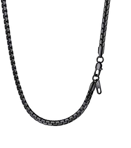 PROSTEEL Herren Halskette hochwertig Edelstahl Platte Venezianierkette Erbskette 2MM/4MM/6MM/8MM breit Kette mit Karabinerverschluss für Männer Jungen, Länge 46-76CM wählbar