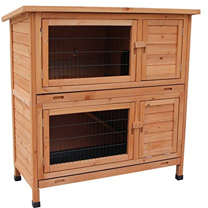 Dehner 4045241 Establo para Conejos con Aislamiento térmico, Aprox. 116 x 57 x 114 cm, Madera de Pino, Natural, Natural