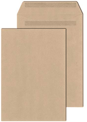 KK Verpackungen® Versandtaschen in DIN B4 | 500 Stück, 250x353 mm, Selbstklebende Briefumschläge aus 110 g/m² Papier | Kuvert ohne Fenster in Braun