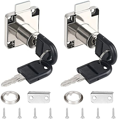 GZGXKJ 2 Pezzi Serratura Cassetto Scrivania, Blocco per Cassetti con Chiavi, Cilindro per Serrature a Camma, Adatto per Cassetto Armadietto Cassetta Postale Cassetto Armadio