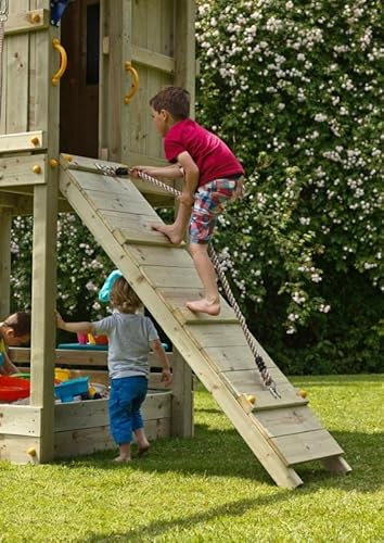 Gartenwelt Riegelsberger Kletterrampe mit Seil für Podesthöhe 150 cm aus imprägniertem Kiefernholz Anbaumodul für Spieltürme und Stelzenhäuser