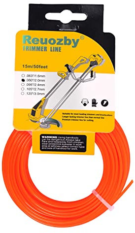 Reuozby Strimmer Wire for Grass Strimmer, Strimmer Line 2.0mm grass trimmer wire 15m Round Mowing Line Wire Cord for Garden Grass Trimmers Elctronic (2.0mm*15m)
