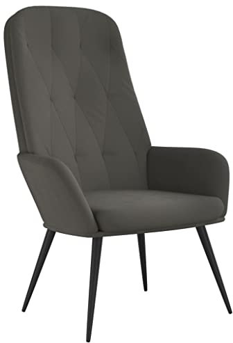 vidaXL Relaxsessel, Drehbar Fernsehsessel mit Armlehne, Sessel Lesesessel mit Metallgestell, Polsterstuhl Relaxstuhl Wohnzimmer, Dunkelgrau Samt