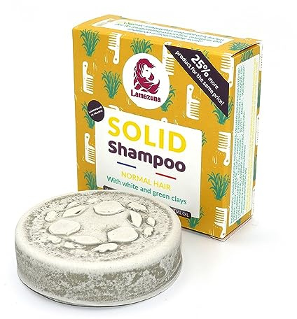 Lamazuna Organic Festes Shampoo | Mit weißer & grüner Tonerde | Für normales Haar | Enthält ätherische Öle | Gründliche Reinigung | Herrlich frischer Duft | 70 ml (70 ml)