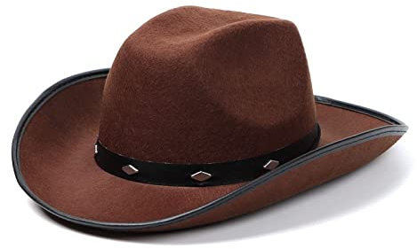 JOELEW Cowboy Hut Westlicher Cowboyhut Für Männer, Frauen, Kinder, Fedora, Outdoor, Breite Krempe, Kunstleder, Sommer, Breite Krempe, Strand, Reisekappe, Kaffee, 2,58–62 cm