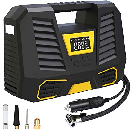 Zunedhys Compressore d'aria Portatile Gonfiatore Pneumatico Pompa di Aria Rapida 150PSI con Schermo LED Torcia per Biciclette