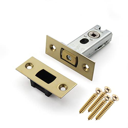 EAI Polished Brass Bathroom Tubular Deadbolt Set, 64mm Case, 44mm Backset