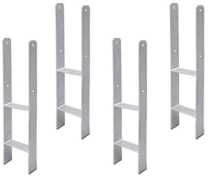 Ansobea H-anker Stahlträger H-Pfostenträger für Carports Pfahlbauten Wildtürme Zäune Pergola (91x60x600mm, 4 Stück)