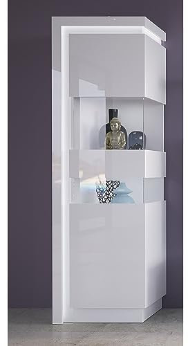 Lomadox Vitrinenschrank mit indirekter Beleuchtung, Türanschlag rechts, in weiß Hochglanz, B/H/T ca. 60/198,5/42 cm
