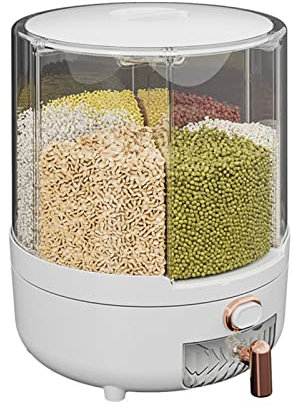 FEAW Dispensador De Cereales 6 En 1,Dispensador giratorio de alimentos para arroz,Dispensador de Alimentos,Contenedor de almacenamiento,Rotación de 360°,for Kitchen Storage