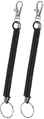 ZZLBZN Stretchy Spiral Keyring, 2Pcs Spiral Keychain Stretchy Keyring with Clip, Safety Spring Key Holder with Carabiner Clip for Keys Wallet Phone Backpack Fishing Tool