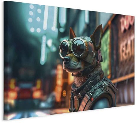 murando AI Acoustic Canvas Wall Art Cyber Dog 120x80 cm / 48x32 picture with acoustic foam sound absorption print image Artwork 1 pc room acoustics soundproofing Abstract Animal g-H-10004-b-a