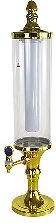 F Fityle Dispenser di Birra a Torre Dispenser di Birra Trasparente Staccabile Stabile 3L Torre per Bevande con Luce a LED Portatile per Ristorante da Tavolo, Dorato