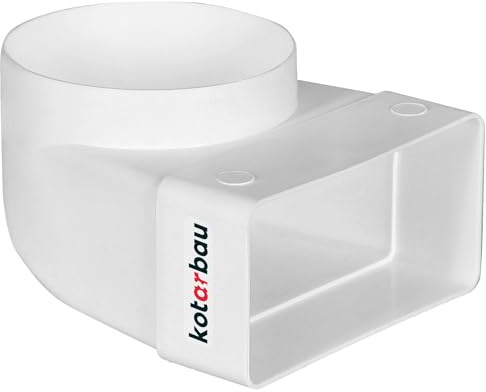 KOTARBAU® Umlenkstück 90° für Lüftungskanal 120 x 60 mm Kunststoff Übergangsstück Ø 100 mm Weiß Kanalverbinder Kanalbogen Abluft Zuluft Winkel Luftkanal Verbindungsstück für Flachkanal Rund-eckig