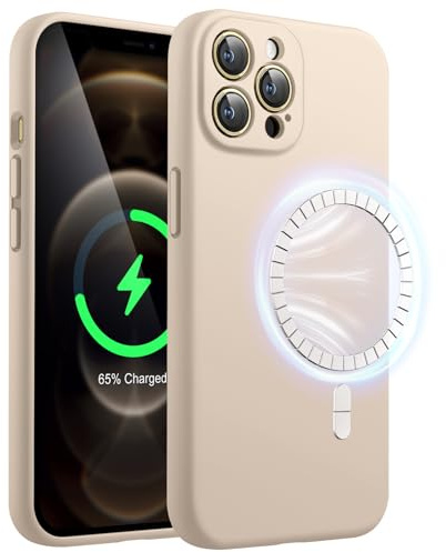 JETech Magnetische Silikon Hülle für iPhone 12 Pro Max, Gold | Kompatibel mit MagSafe, Seidig Weiches Gefühl, Vollständiger Kameraschutz, Stoßdämpfende Handyhülle