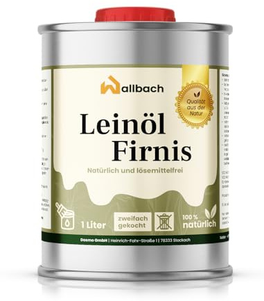 Martenbrown Wallbach® linoljelack 1 liter, naturlig linolja för träskydd inomhus och utomhus, perfekt för ekmöbler, matbord, utomhusområden