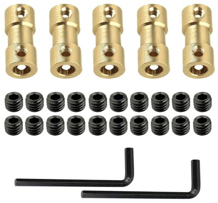 Trsnzul Messing Wellenkupplung 5 Stück Wellenkupplung mit Schrauben und Schlüssel Kupplung Wellenkupplung 6mm Wellenkupplung Wellenadapter 2mm bis 3mm/2mm bis 4mm/4mm bis 4mm/4mm bis 6mm/6mm bis 6mm