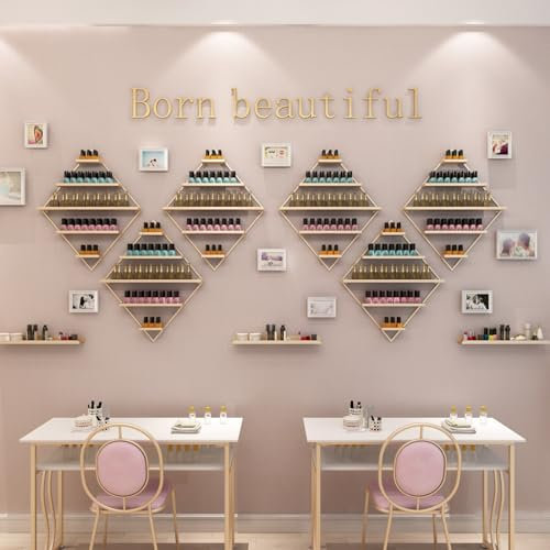 Estantería para Esmaltes De Uñas Pared 9 Piezas, Soporte Pintauñas Pared, Diseño De Cerca, Espacio De Almacenamiento Abierto, Adecuado For Salones De Uñas, Muebles For El Hogar, Tiendas De Cosméticos
