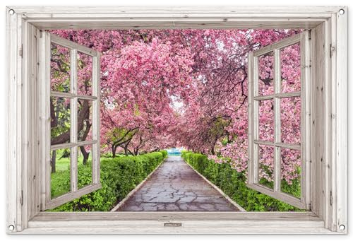 MuchoWow© Poster De Jardin Deco Exterieur Decoration Balcon Décoration | 120x80 cm - Affiche Murale Extérieur Terrasse Mur Déco Appartement Décorative Japonais - Sakura - Fleur - Arbre - Transparent