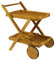 Outsunny Desserte de Jardin Chariot pour Barbecue en Bois avec 2 Plateaux, 3 casiers à Bouteilles et 2 Roues 52L x 71l x 74H cm Bois Naturel