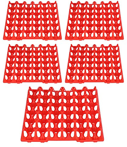 5 Piezas de Hueveras, Bandeja Apilable con Soporte para Cajas de Huevos de 30 Celdas, Contenedor Grande, Hueveras Reutilizables para Almacenamiento, Transporte, Suministros de (Red)