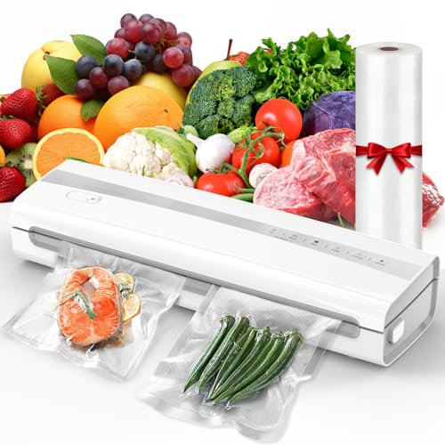 Kejector Envasadora al Vacio, Selladora al Vacío con 5m Rollo para Sellar al Vacío, Cortador de Bolsas, Manguera de Vacío, Modos Seco/Húmedo para la Conservación de Alimentos, Cocción Sous Vide