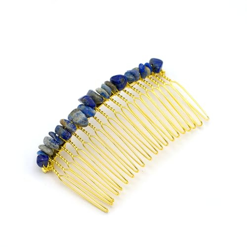 Goldener Haarkamm mit Naturstein – Elegantes Haaraccessoire für Damen, Dekorativer Kamm in Goldoptik, Stilvoller Haarschmuck für Alltag, Events, Hochzeit und besondere Anlässe – Ideal als Geschenkidee